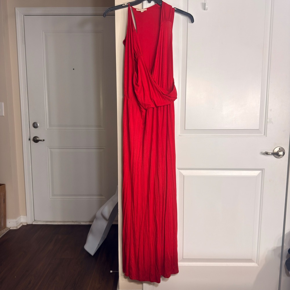 Rolla Coster Red Maxi Dress Surplice Wrap Racerback Sleeveless Gown Large